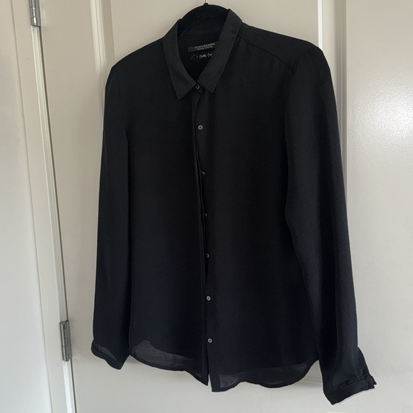 Scotch & Soda Silk Soiree Black Button Down Blouse - Picture 1 of 12
